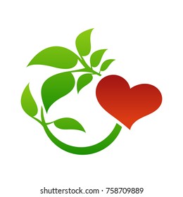 Color heart and leaf logo template. Love heart icon. Valentine's day.
