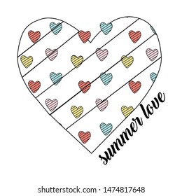 color heart pattern black text line girl tee illustration art vector