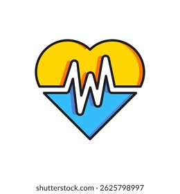 Color Heart rate icon isolated on white background. Heartbeat sign. Heart pulse icon. Cardiogram icon. Flat filled outline style with shadow. Vector