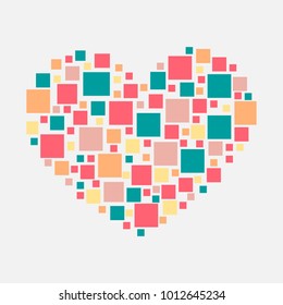 Color heart with a shadow. Element for postcard in pastel colors