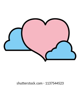 color heart shape love symbol with clouds