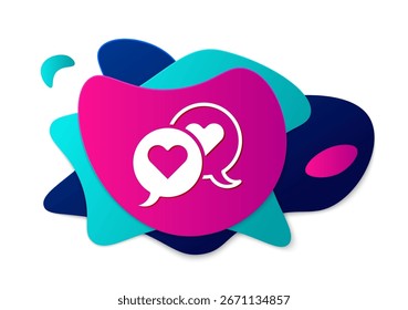 Color Heart in speech bubble icon isolated on white background. Happy Valentines day. Abstract banner with liquid shapes. Vector