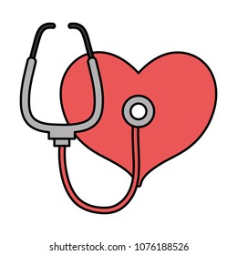 color heart with stethoscope tool to rhythm sign