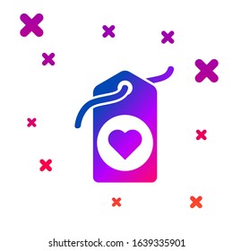 Color Heart tag icon isolated on white background. Love symbol. Valentine day symbol. Gradient random dynamic shapes. Vector Illustration