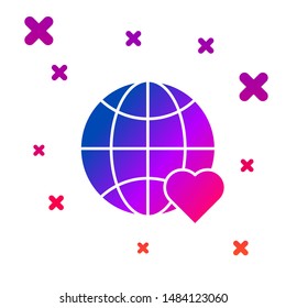 Color The heart world - love icon isolated on white background. Gradient random dynamic shapes. Vector Illustration