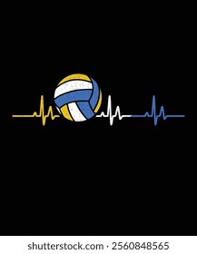 Color Heartbeat Volleyball T-Shirt Design