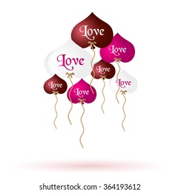 color helium balloons heart shape with love message eps10