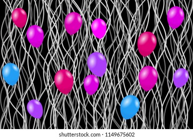Color helium flying balloons. Vector illustration EPS10 for festive designs as holiday, party, celebration and greeting card