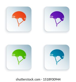 Color Helmet icon isolated on white background. Extreme sport. Sport equipment. Set icons in colorful square buttons. Vector Illustration