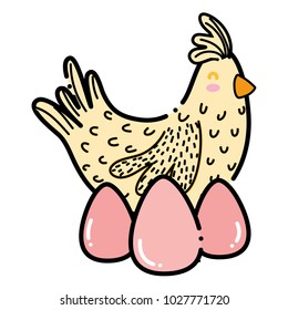color hen bird farm animal with eggs