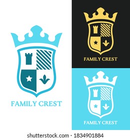 Color heraldic emblems isolated on white background. Template for shields badges in minimalistic cartoon style. Set of bright premium vintage vector illustration.