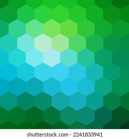 Color hexagon background, pattern, hexagon wallpaper. Vector illustration. Blue and green color. EPS 10