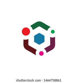 color hexagon connect logo design