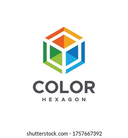 Color Hexagon Vector Logo Template