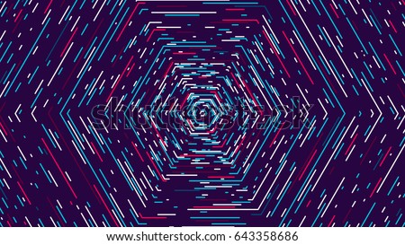Color hexagonal cyber tunnel, Technological abstract vector background
