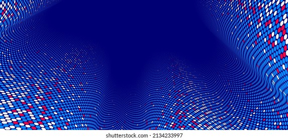 Color hexagons pattern in 3D perspective vector abstract background, multimedia internet information theme, wave stream of science technology or business blank template for ads.