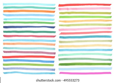 Color highlight stripes, banners, brushes drawn with japan markers. Stylish highlight elements for design. Vector highlight marker stroke brush bright color