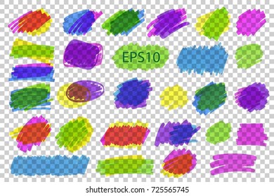 Color highlight stripes, strokes, design elements, marks, banners, strokes, backgrounds, place for text, brushes.
