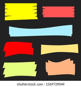 color highlighter marker painting set for marking text isolated on black background. vector illustration 