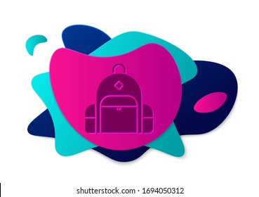 Color Hiking backpack icon isolated on white background. Camping and mountain exploring backpack. Abstract banner with liquid shapes. Vector Illustration