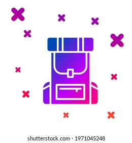 Color Hiking backpack icon isolated on white background. Camping and mountain exploring backpack. Gradient random dynamic shapes. Vector Illustration
