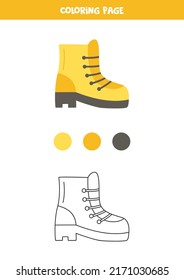 Color hiking boot by numbers. Coloring page for kids. 