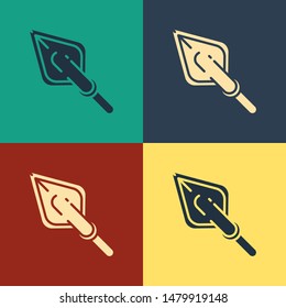 Color Hipster arrow tip icon isolated on color background. Vintage style drawing. Vector Illustration
