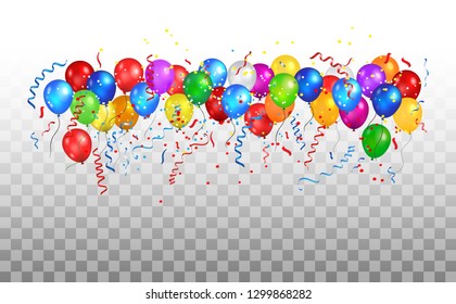 Color holiday multicolored balloons. Holiday ballons set on transparent background.