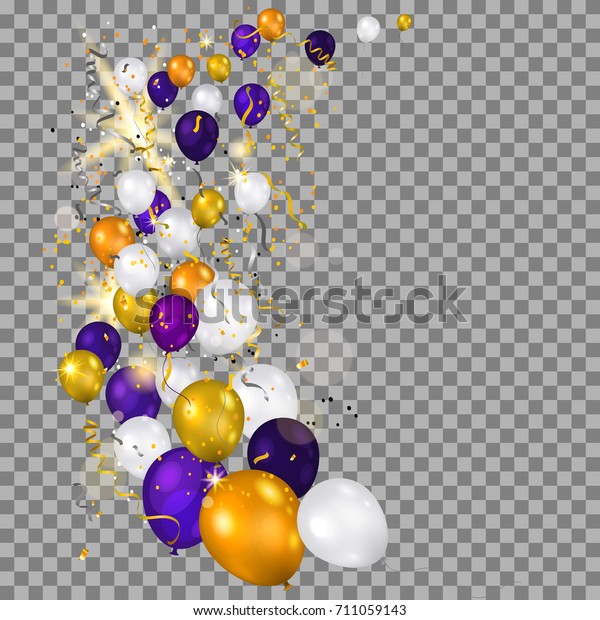 Color Holiday White Gold Purple Balloons Stock Vector Royalty