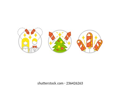 Color holidays icon set
