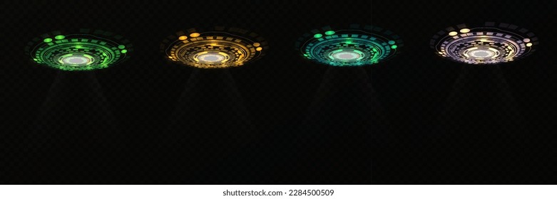 Color hologram portal. Magic fantasy portal. Magic circular podium for teleportation with a hologram effect.