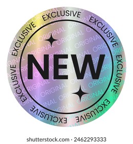  Color holographic sticker template, holographic effect label. Round Shiny Smooth Mirror Rainbow Emblem New, Exclusive, Premium. Isolated on transparent background EPS10 Vector Illustration

