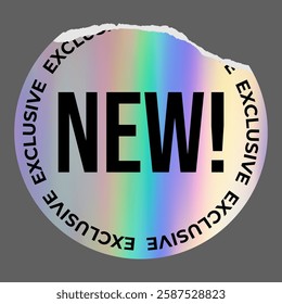 Color holographic sticker template, holographic effect label. Round Shiny Smooth Mirror Rainbow Emblem New, Exclusive, Premium. Isolated on transparent background EPS10 Vector Illustration

