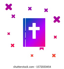 Color Holy bible book icon isolated on white background. Gradient random dynamic shapes. Vector Illustration
