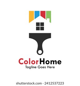 Color home design logo template illustration