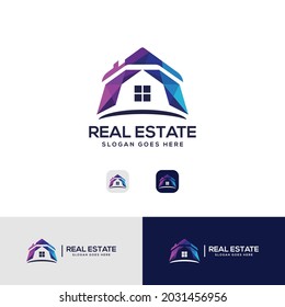 Diseño del logotipo del hogar color. Logotipo creativo para la propiedad inmobiliaria, decoración doméstica