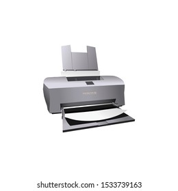 Color home printer icon side view on white background