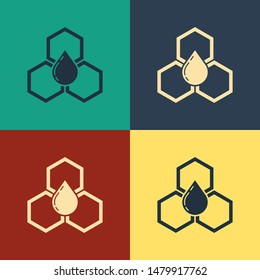 Color Honeycomb icon isolated on color background. Honey cells symbol. Sweet natural food. Vintage style drawing. Vector Illustration