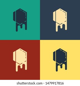 Color Honeycomb icon isolated on color background. Honey cells symbol. Sweet natural food. Vintage style drawing. Vector Illustration