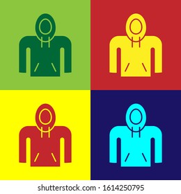 Color Hoodie icon isolated on color background. Hooded sweatshirt.  Vector Illustration