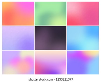 Color horizontal gradient backgrounds. Soft multicolored gradients. Vector set