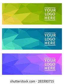 color horizontal polygonal banners set 