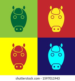 Color Horse zodiac sign icon isolated on color background. Astrological horoscope collection.  Vector Illustration