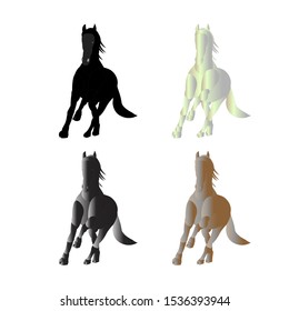 color horses Various poses vector illustration design on white background