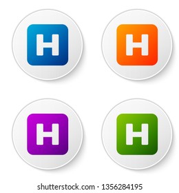 Color Hospital sign icon isolated on white background. Set color icon in circle buttons. Vector Illustration