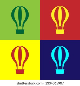 Color Hot air balloon icon isolated on color backgrounds. Air transport for travel. Flat design. Vector Illustration 