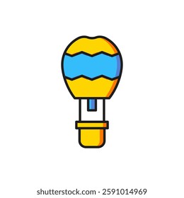 Color Hot air balloon icon isolated on white background. Air transport for travel. Flat filled outline style with shadow. Vector