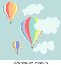 Color hot air balloon vector seamless pattern. Greetings cards, paper, gift tags.