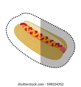 color hot dog fast food icon, vector illustraction design