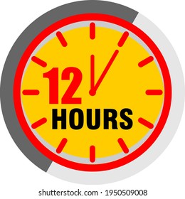 Color Hour Icon. Timer 12 Hours. Illustration Timer Hour, Clock Watch Time Deadline. Work Time Effect Or Delivery Service Time